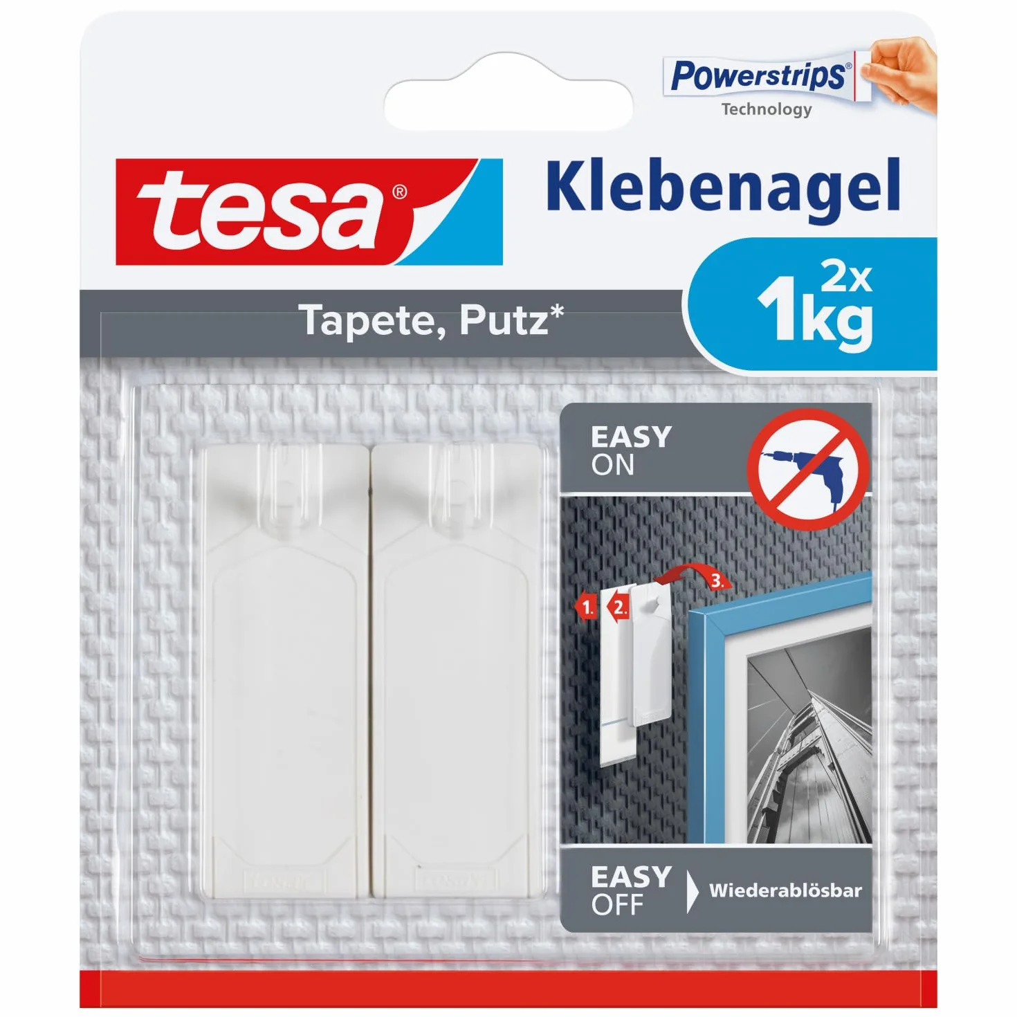 Tesa 77773-00000-00 Haczyk Samoprzylepny, Biały, 2 x 1 kg