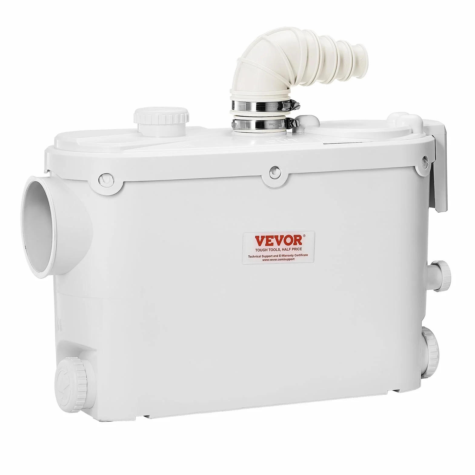 VEVOR Młynek sanitarny 500 W Pompa podnosząca ścieki 6600 l/h Głowica 8 m 3 wloty wody do toalety Piwnica Kuchnia Zlew Prysznic Wanna Pralnia Spłuczka Ścieki