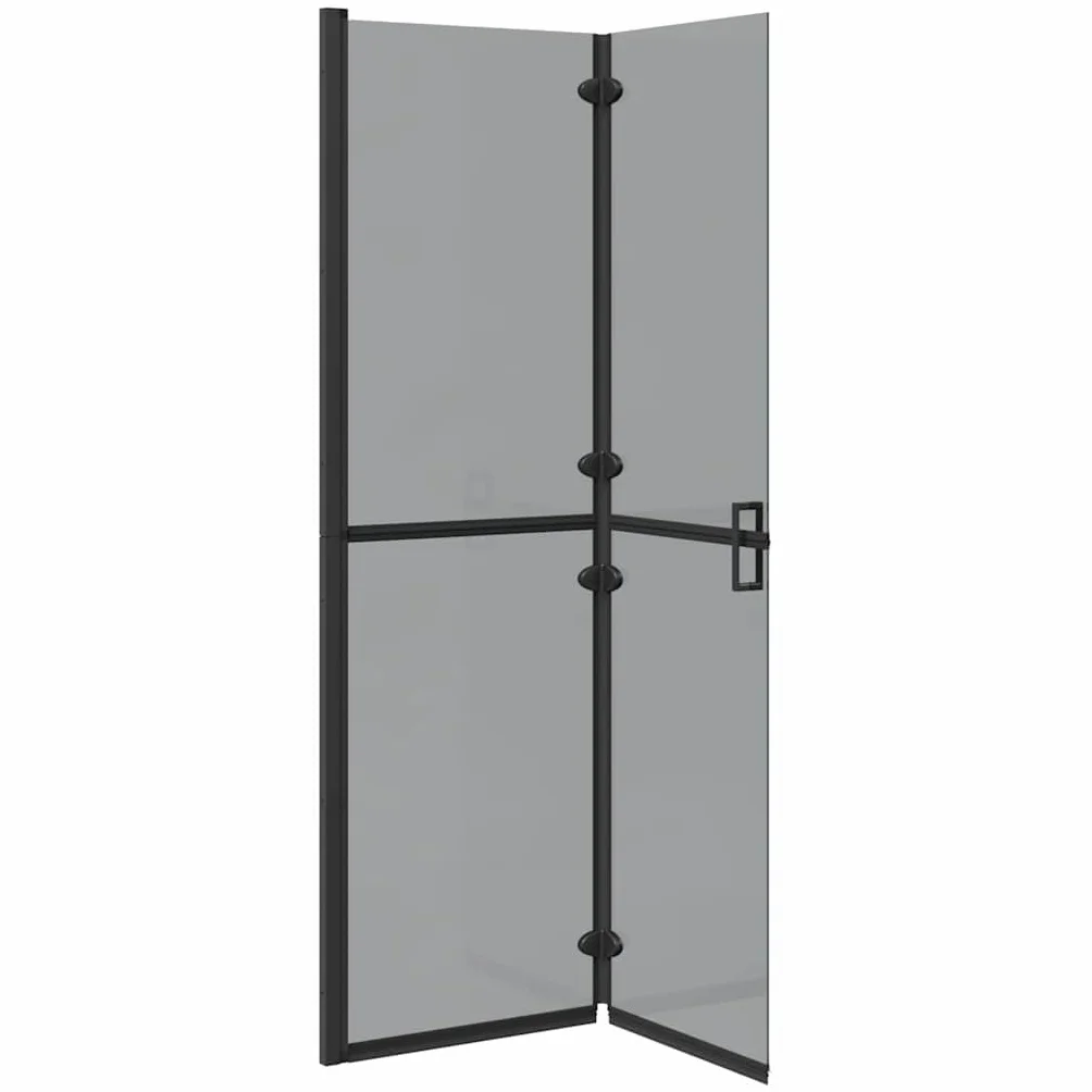 Ścianka prysznicowa Walk-In czarna z aluminium i szkła hartowanego, 110 x 6,5 x 190 cm, składana, do łazienki, ochrona przed rozpryskiwaniem, zajmuje mało miejsca szklana ścianka do wnętrz