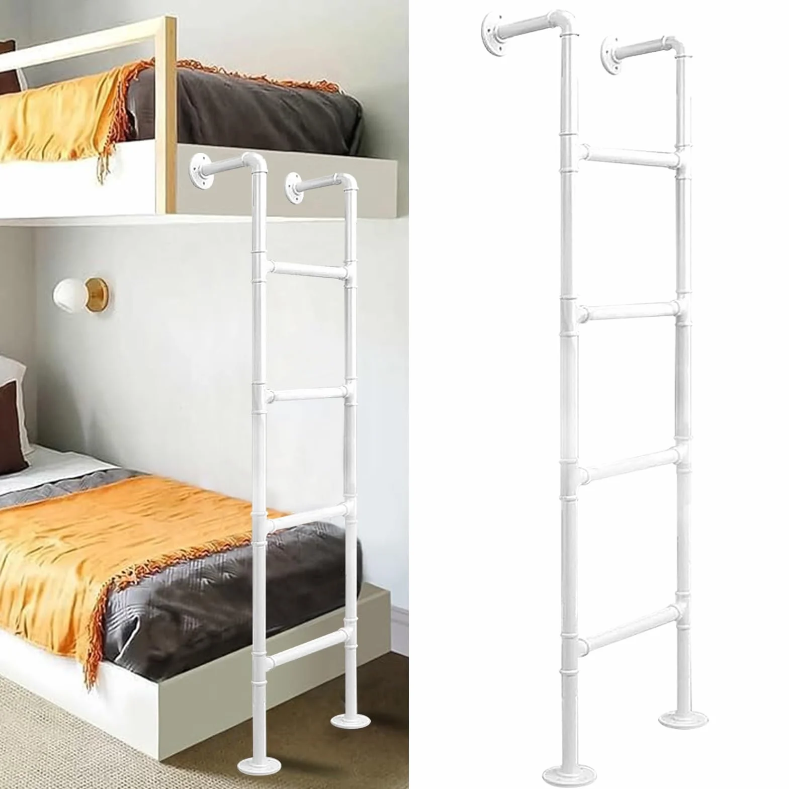 Wytrzymała drabina do łóżka piętrowego 100-300 cm, montowana do ściany/podłogi, do strychu w domu, magazynie, biała drabina wejściowa, ewakuacyjna, do studzienki okiennej, udźwig 120 cm/47 c