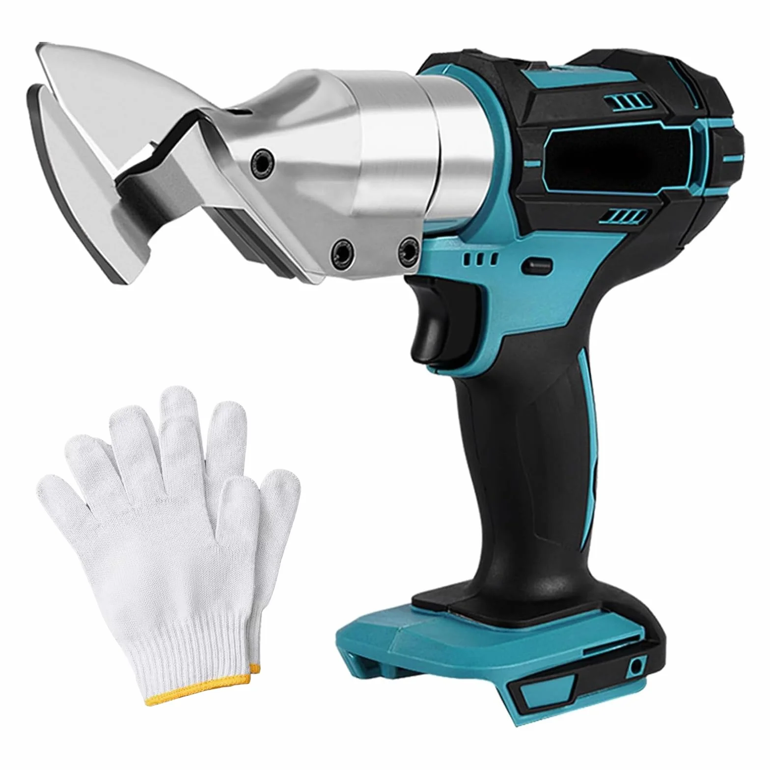 Akumulatorowe nożyce do blachy kompatybilne z Makita 18 V, elektryczne nożyce do blachy z głowicą obracającą się o 360°, maks. grubość nożyc 2 mm, nożyce elektryczne do blachy, dywanów, tkanin, skóry