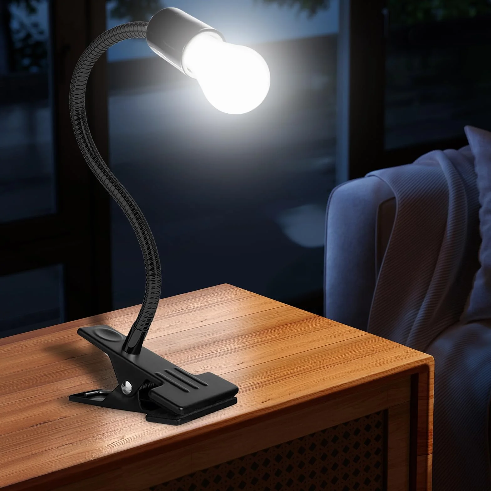 GBKDQQ Oprawka do lampy E27 z klipsem, lampa zaciskowa z przełącznikiem i wtyczką, lampa zaciskowa z regulowaną 360° łabędzią szyją, oprawa E27 do lampy typu łabędzia szyja, lampa biurkowa, lampka do