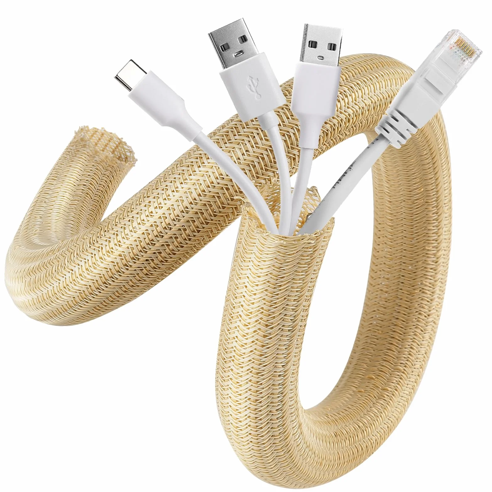 AGPTEK Pokrowiec na kable, organizer, biurko, 3 m – 2 cm, domowe biuro, do zarządzania przewodami, do komputera, TV, ochrona przed zwierzętami, ochrona przed żuciem przez kota, psa, brązowy (wood)