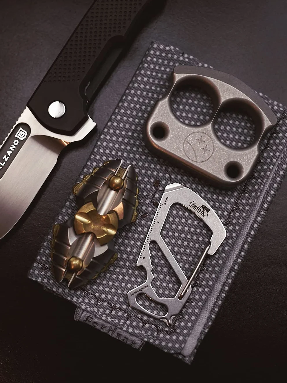 KeyUnity KS00 breloczek do kluczy, karabińczyk, stal nierdzewna, narzędzie wielofunkcyjne, 7 w 1, szybkie zamknięcie, klucz, śrubokręt, otwieracz do butelek, linijka, KS00