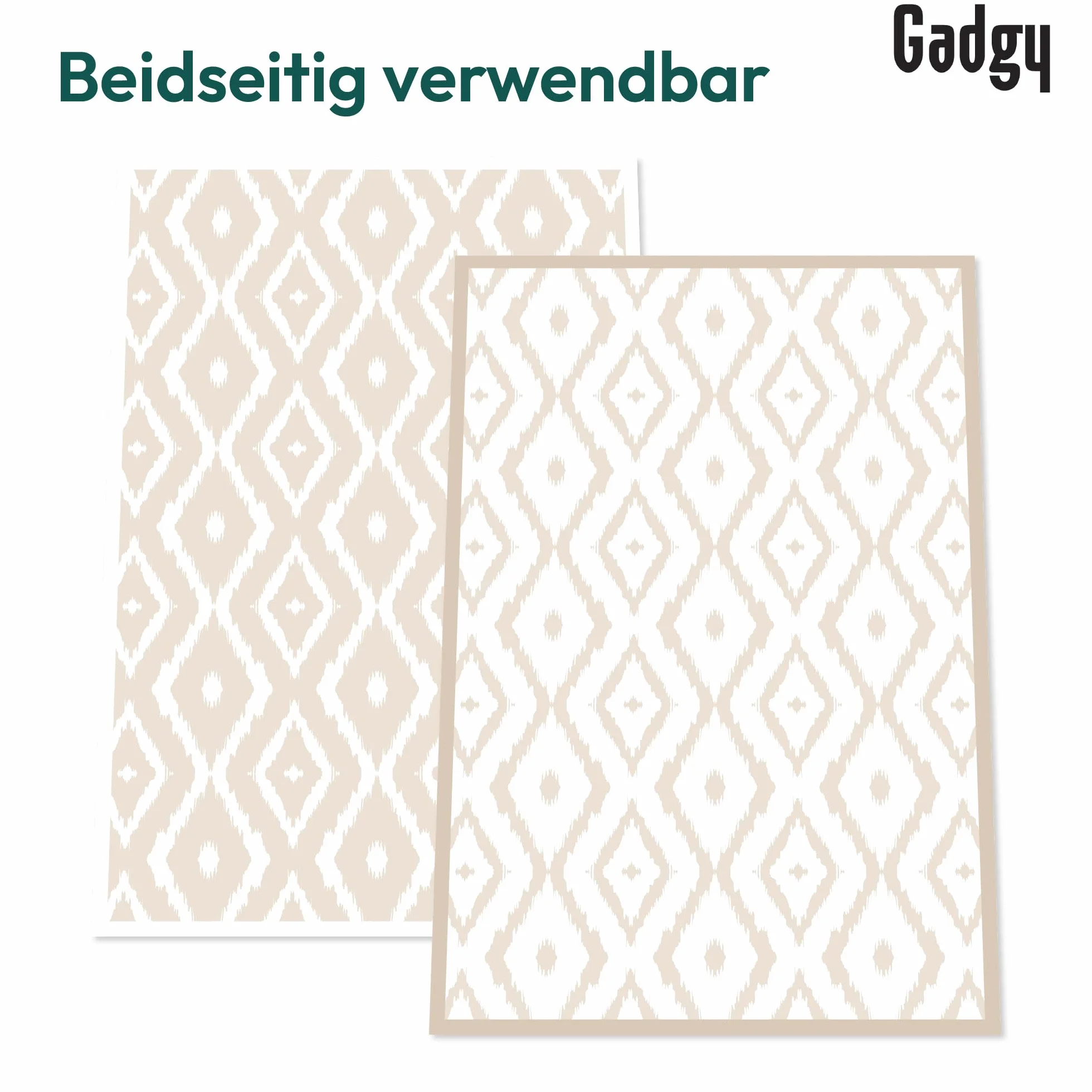 Checkered outdoor mat beige/white 200x300 cm