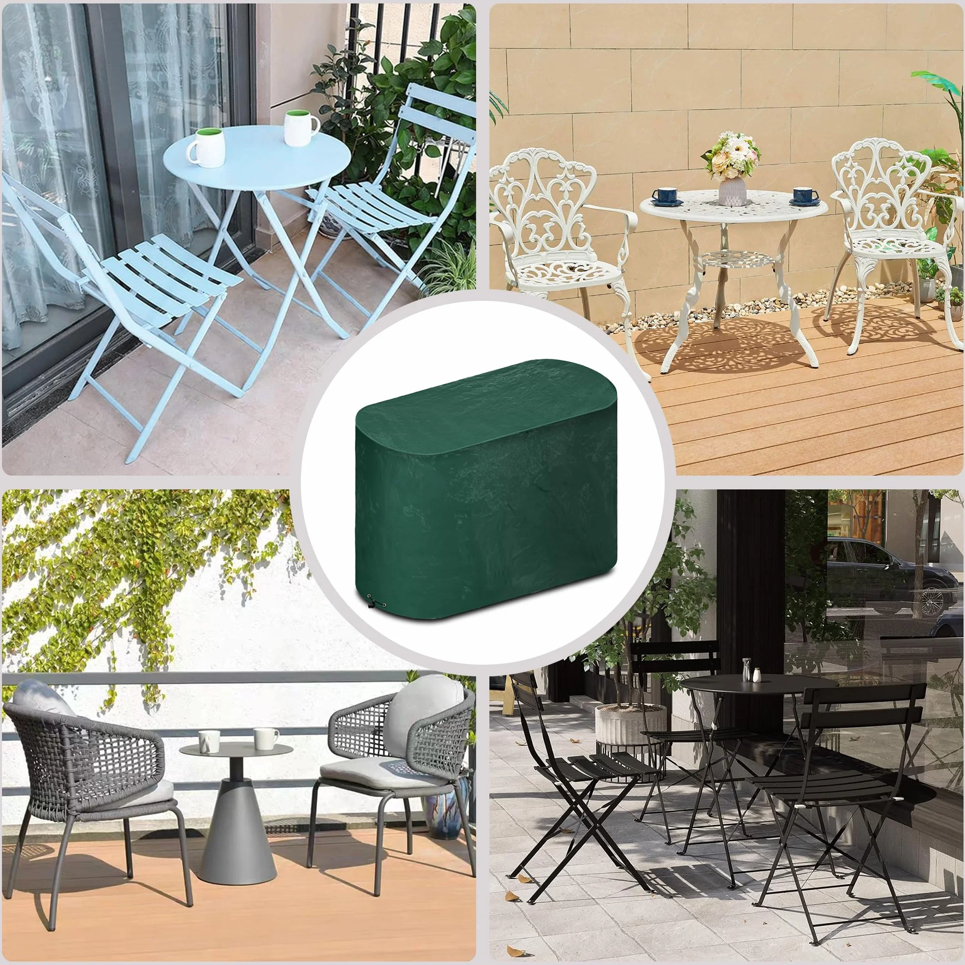PE Bistro Set Cover Cover 2-seats Patio Furniture Cover na stół i krzesło ze sznurkiem ściągającym
