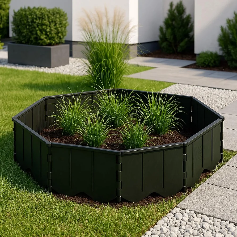 GARDENIX Elastyczna krawędź trawnika czarna 10,3 m z tworzywa sztucznego do wbijania