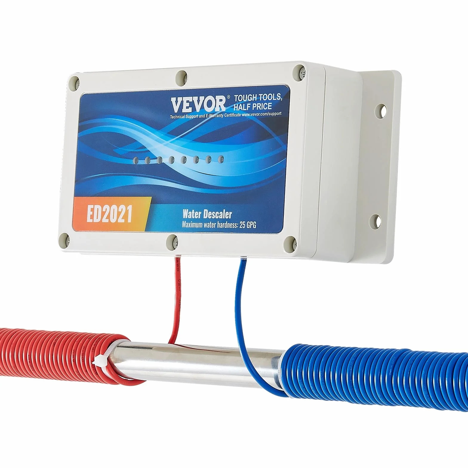 VEVOR Elektroniczny system odkamieniania wody, odkamieniacz bez soli, zmiękczacz twardej wody w celu zmniejszenia gromadzenia się kamienia do domowych rur hydraulicznych, maszyna do zmiękczania wody