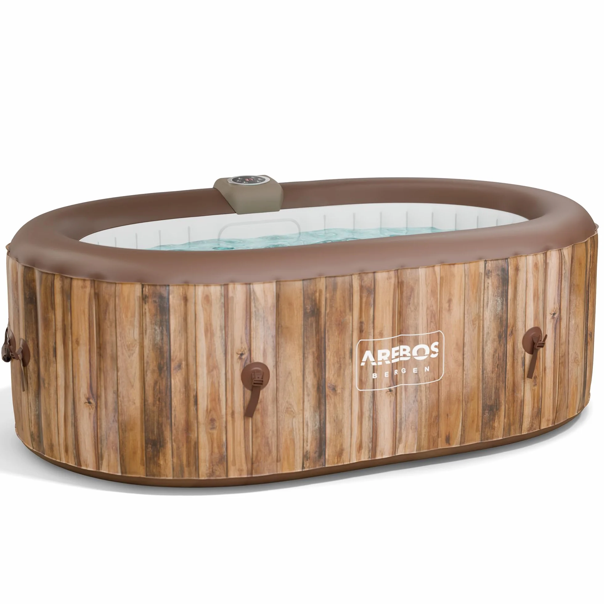 Arebos Nadmuchiwane Spa | Nadmuchiwane | Wnętrze i na zewnątrz | 190x120 cm Owal | 2 osoby | 90 dysz masujących | z ogrzewaniem | 550 litrów | Okładka w zestawie | Masaż Bubble Spa i Wellness