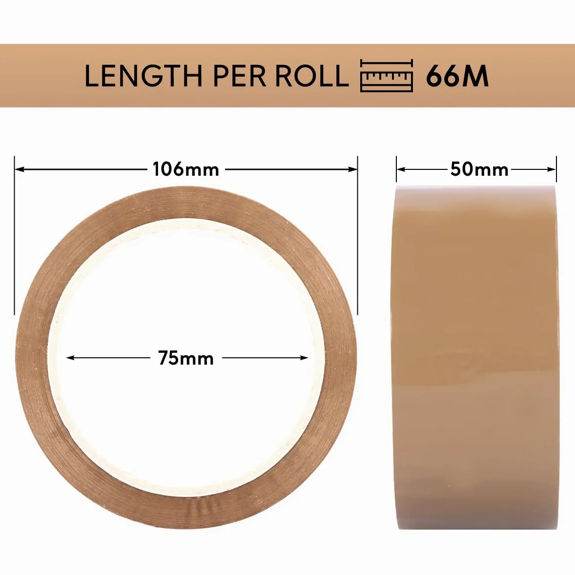 verpacking 108 x taśma klejąca brązowa głośno zwijana, 48 mm x 66 mb. taśma pakowa taśma do pakowania taśma klejąca