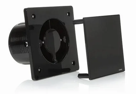 STERR Czarny Wentylator Łazienkowy 125 mm - Szklany Front - Nowoczesny Wygląd - BFS125-B - 20 W
