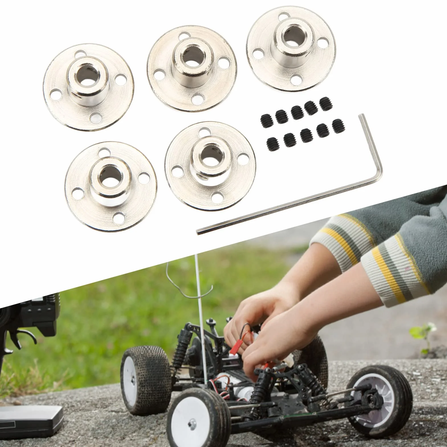 Sprzęgło Kołnierzowe BORDSTRACT, 5 Szt. 5mm średnica Wewnętrzna 45 Złącze Kołnierzowe Wału Stalowego Dla Majsterkowiczów Model RC łączący Silnik I Koło