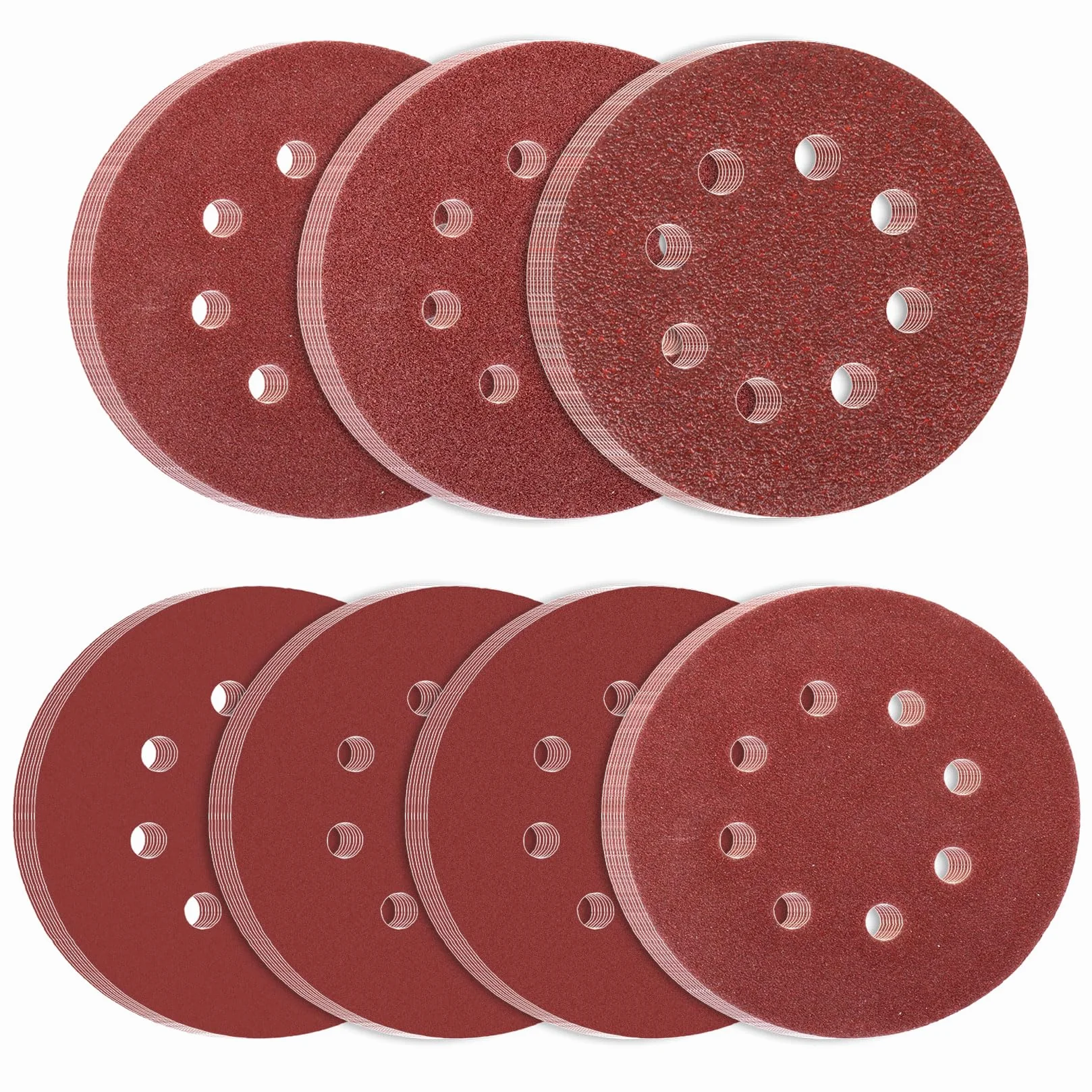 40 sztuk krążków szlifierskich 125 mm na rzep, ziarnistość 180 szlifierek mimośrodowych, papier ścierny 125 mm, arkusze szlifierskie na rzep, papier ścierny z 8 otworami na talerze papieru ściernego