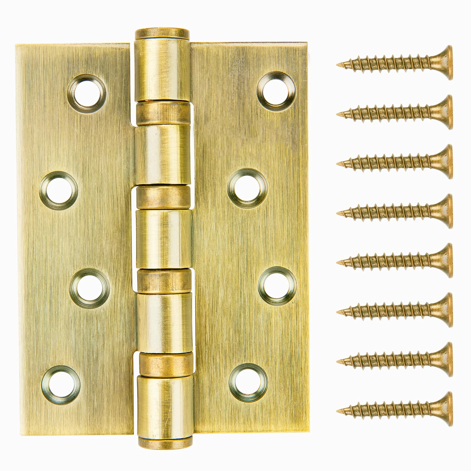 WELLOCKS Składane zawiasy ze stali nierdzewnej, 10 x 7,5 cm, grubość 3 mm, ciche, gładkie, zawiasy do drzwi bezpiecznikowych, ze stali nierdzewnej, idealne do ciężkich drzwi (DH03GD), złote, 3 sztuki