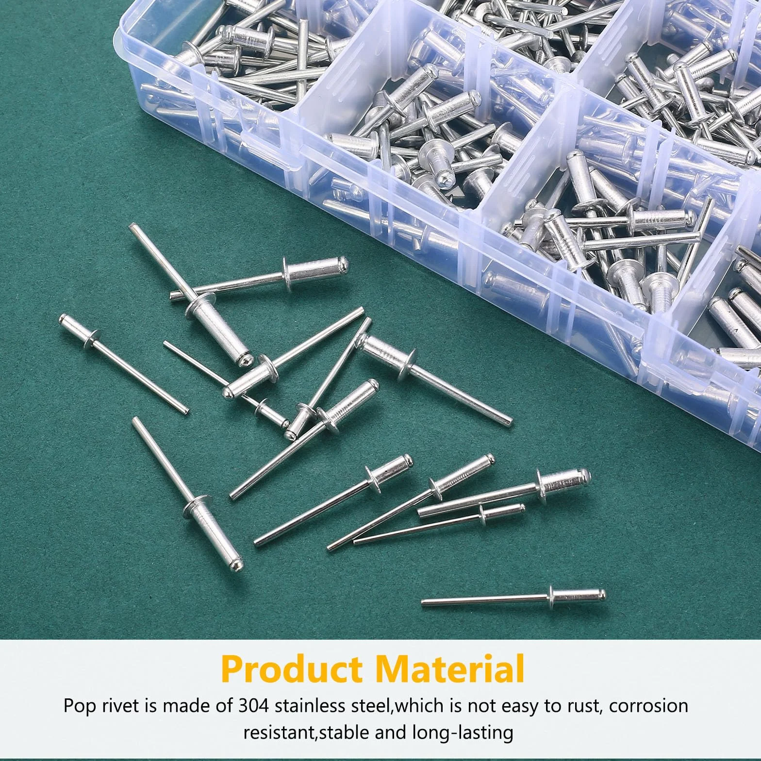 Asortyment 325 sztuk nitów Pop, aluminiowe nity z otwartym końcem, do metalu, drewna, tworzywa sztucznego (2,4 mm, 3,2 mm, 4 mm, 4,8 mm)