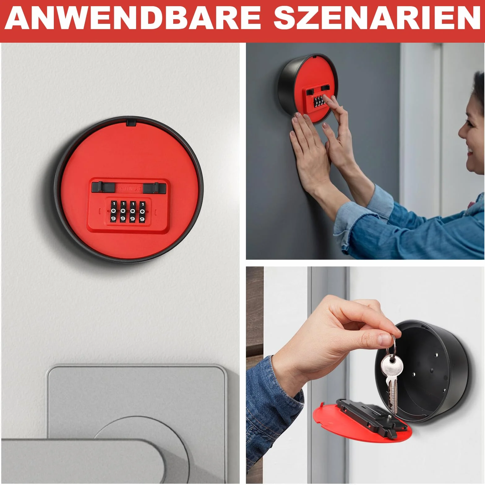 Skrzynka na klucze z 4-cyfrowym kodem numerycznym 11,05 cm x 10,3 cm, skrzynka na klucze, montaż ścienny, do użytku na zewnątrz, straży zamka, mini sejf z kodem numerycznym, do domu, garażu, szkoły