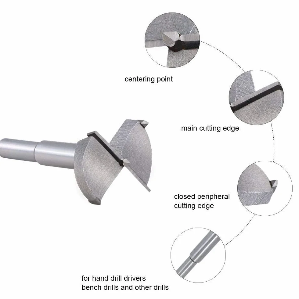 flintronic® Wiertło Forstnera, wersja w dużym rozmiarze, 3-częściowy zestaw otwornic 65, 70, 80 mm, z węglika spiekanego, do obróbki drewna, mebli, otworów na zawiasy w drzwiach
