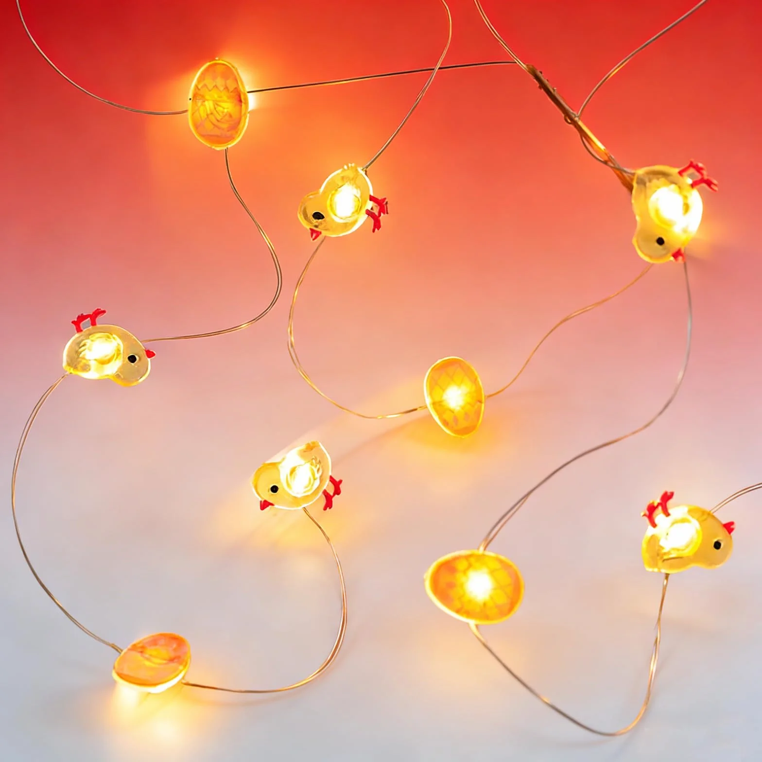 Koboko łańcuch świetlny na Wielkanoc, 2 m, 20 diod LED, dekoracja wielkanocna, łańcuch świetlny na baterie, łańcuch świetlny LED, dekoracja wielkanocna, do użytku wewnątrz i na zewnątrz, na imprezę