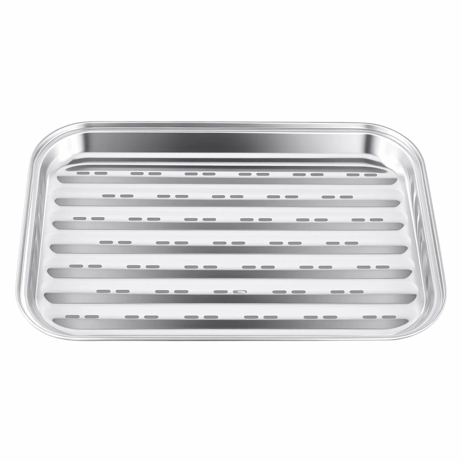 3 sztuki tacki do grilla ze stali nierdzewnej, 34,5 x 24,2 x 2,7 cm, prostok?tny kosz do grilla, piekarnika