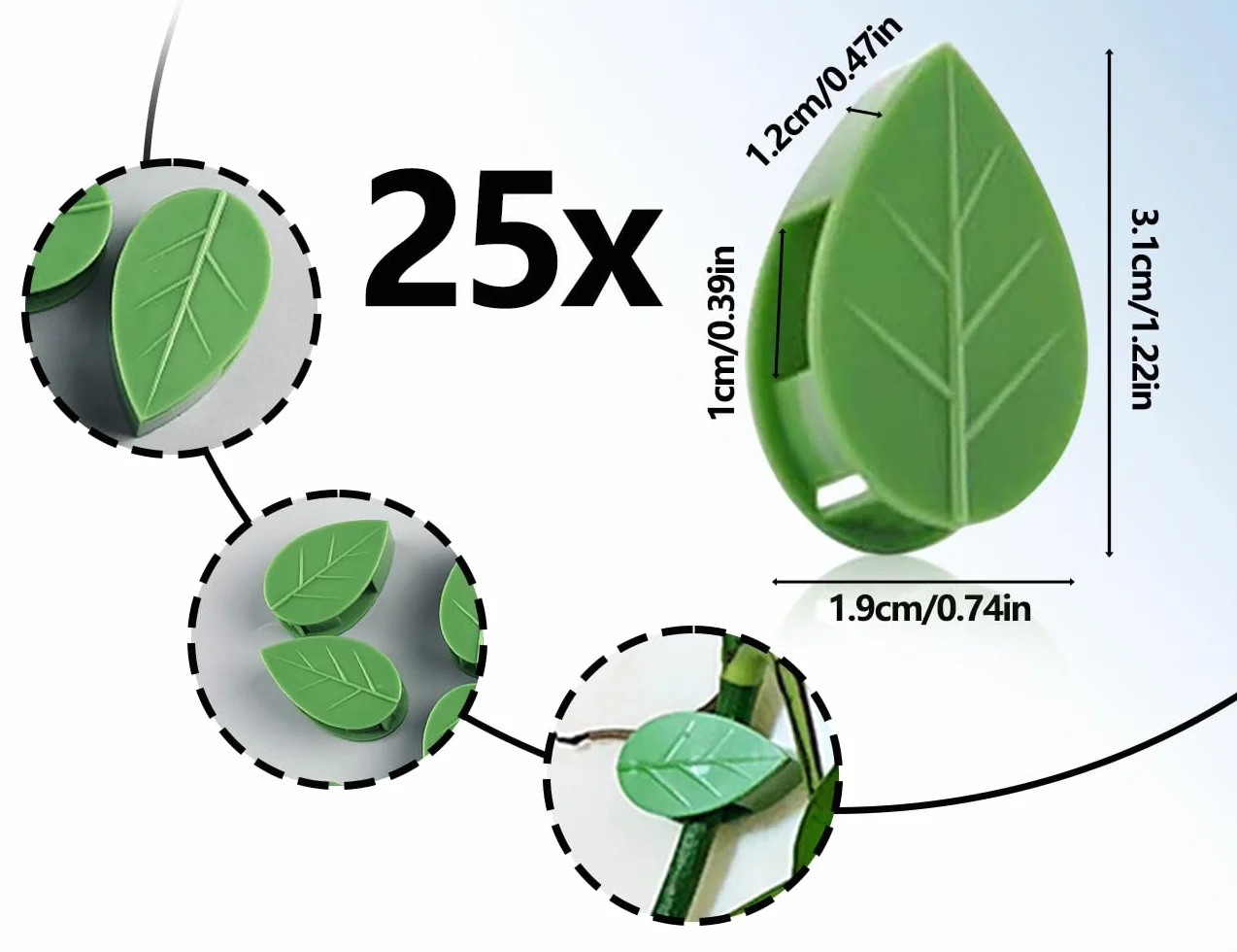 Zielone klipsy do mocowania roślin pnących 25 sztuk