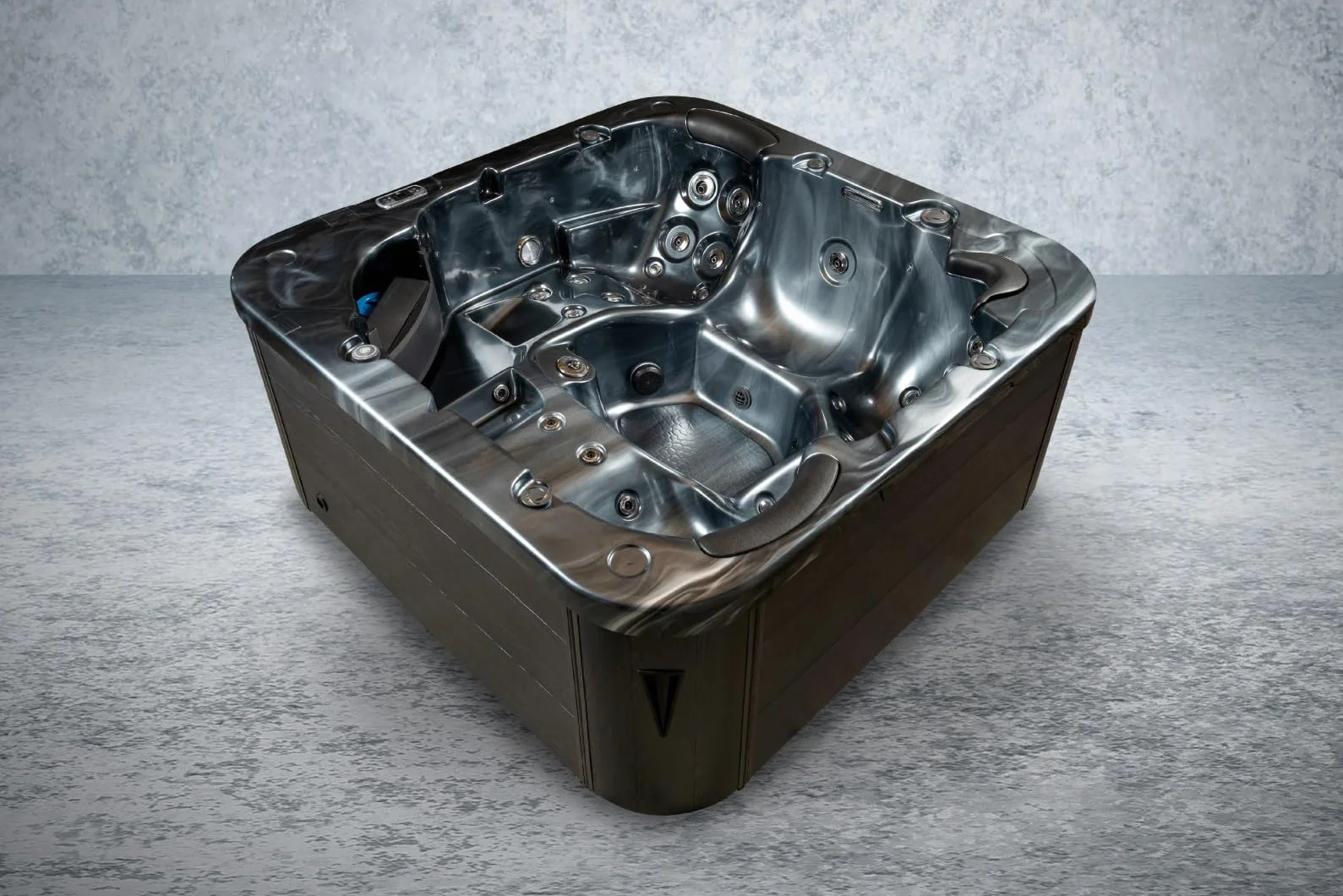 American Outdoor Whirlpool Torina Pearl Shadow 215 x 215 cm – 5 osób – 53 dysze do masażu – sterowanie gekonem – kolorowe światło LED – uzdatnianie wody UV – pełna izolacja – w zestawie osłona