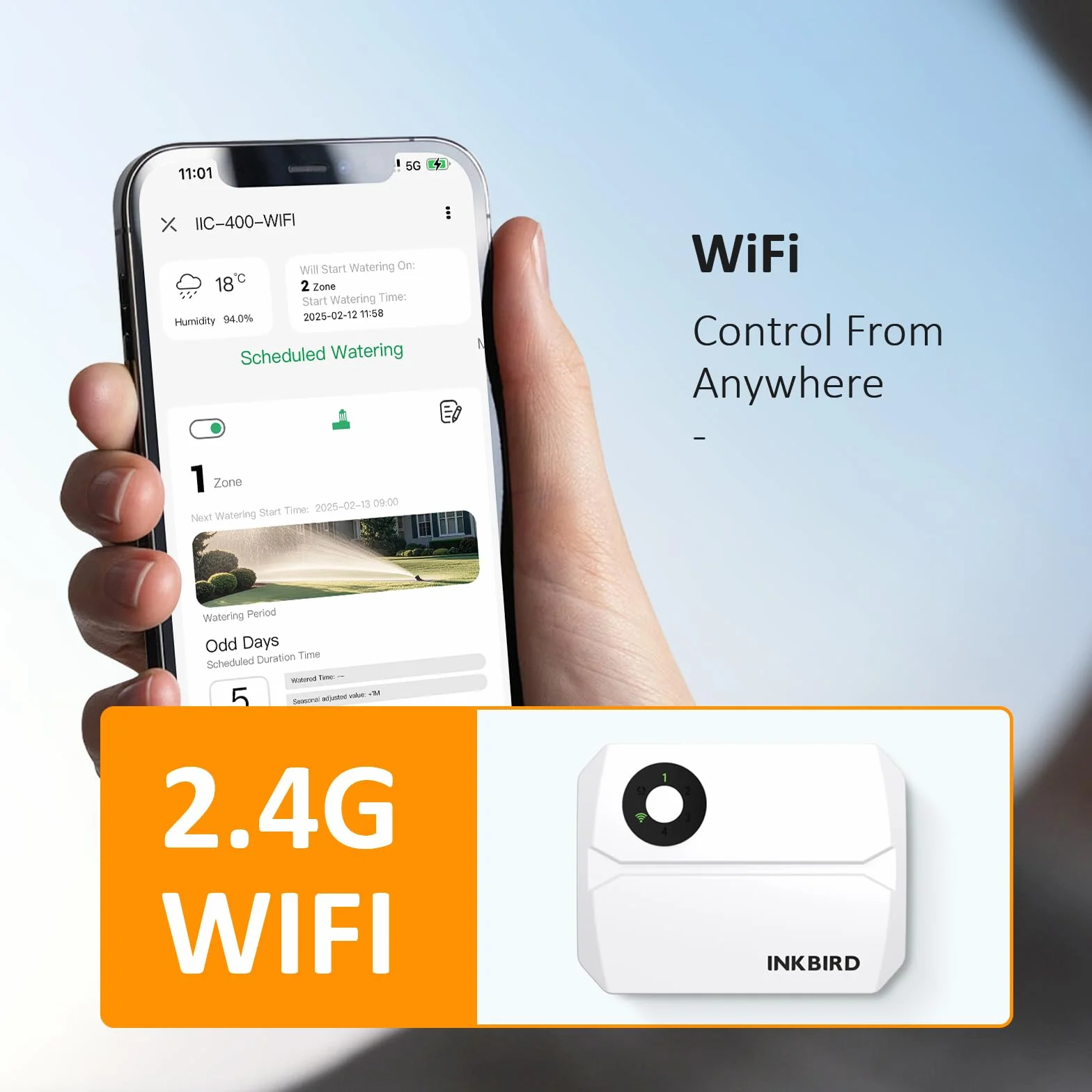 Inkbird IIC-400 bezprzewodowy komputer nawadniający, 4 strefy, kontroler systemu nawadniania