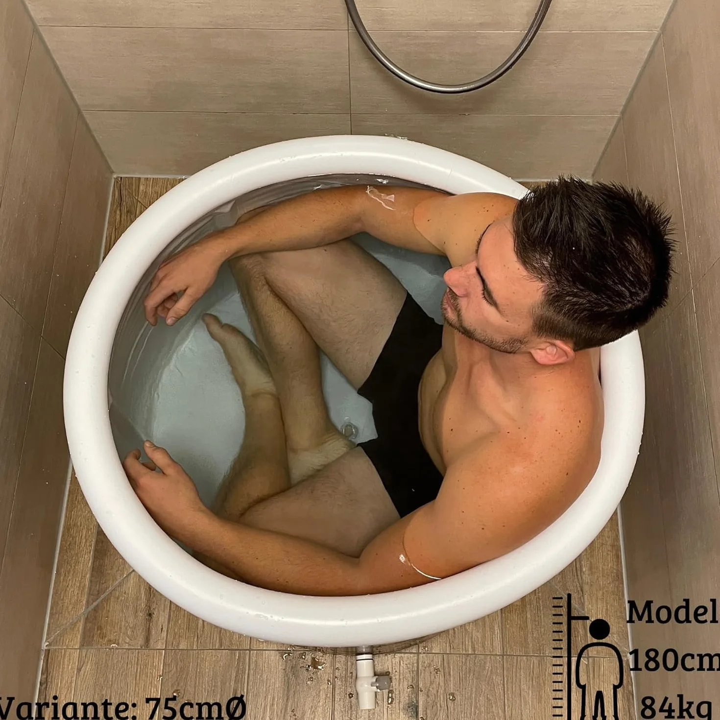 Składana wanna pod prysznic do kąpieli lodowej 90 cm brązowy