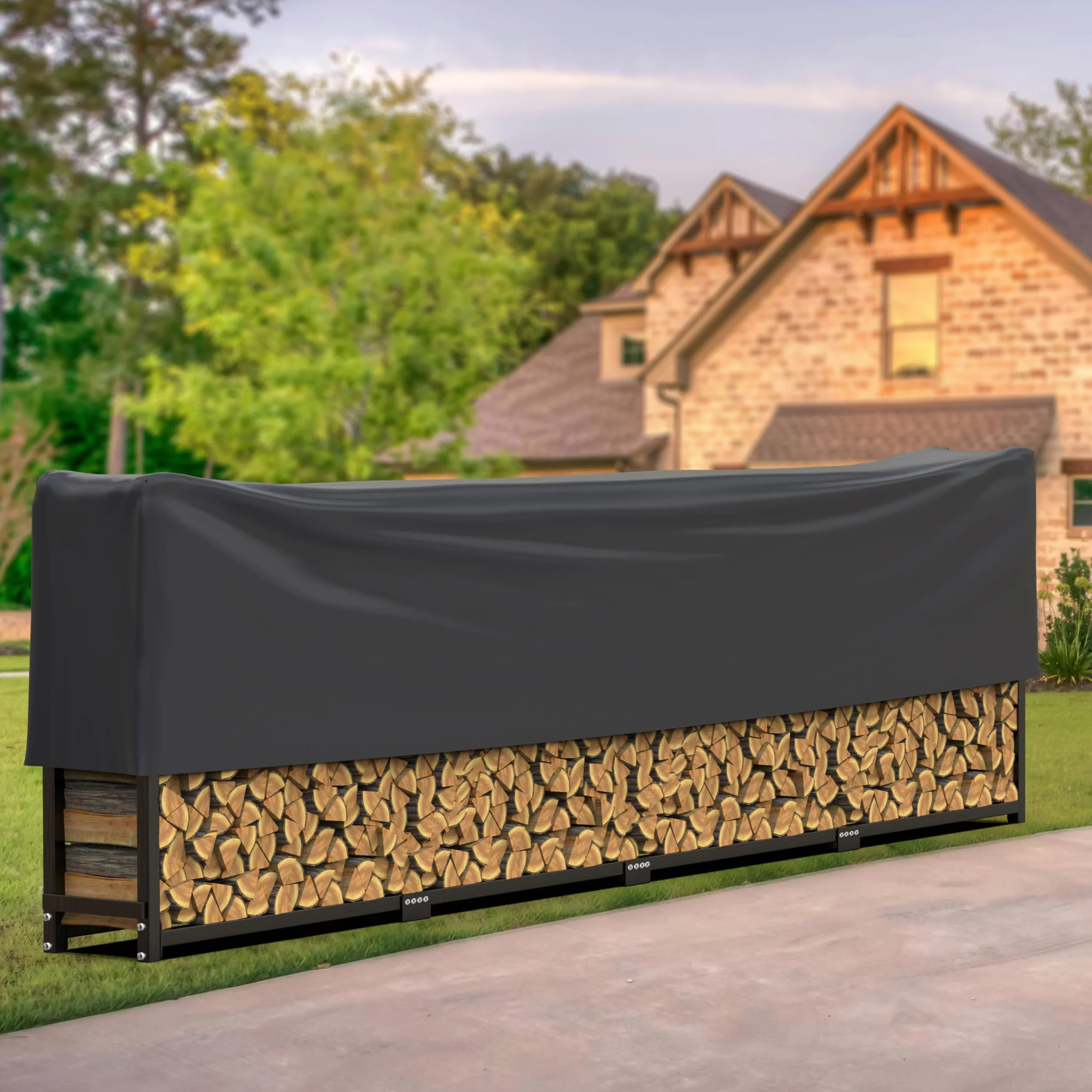 Wels Regał na Drewno Opałowe Metalowy Stojak 1400 kg z Pokrowcem 400 x 25 x 115 cm