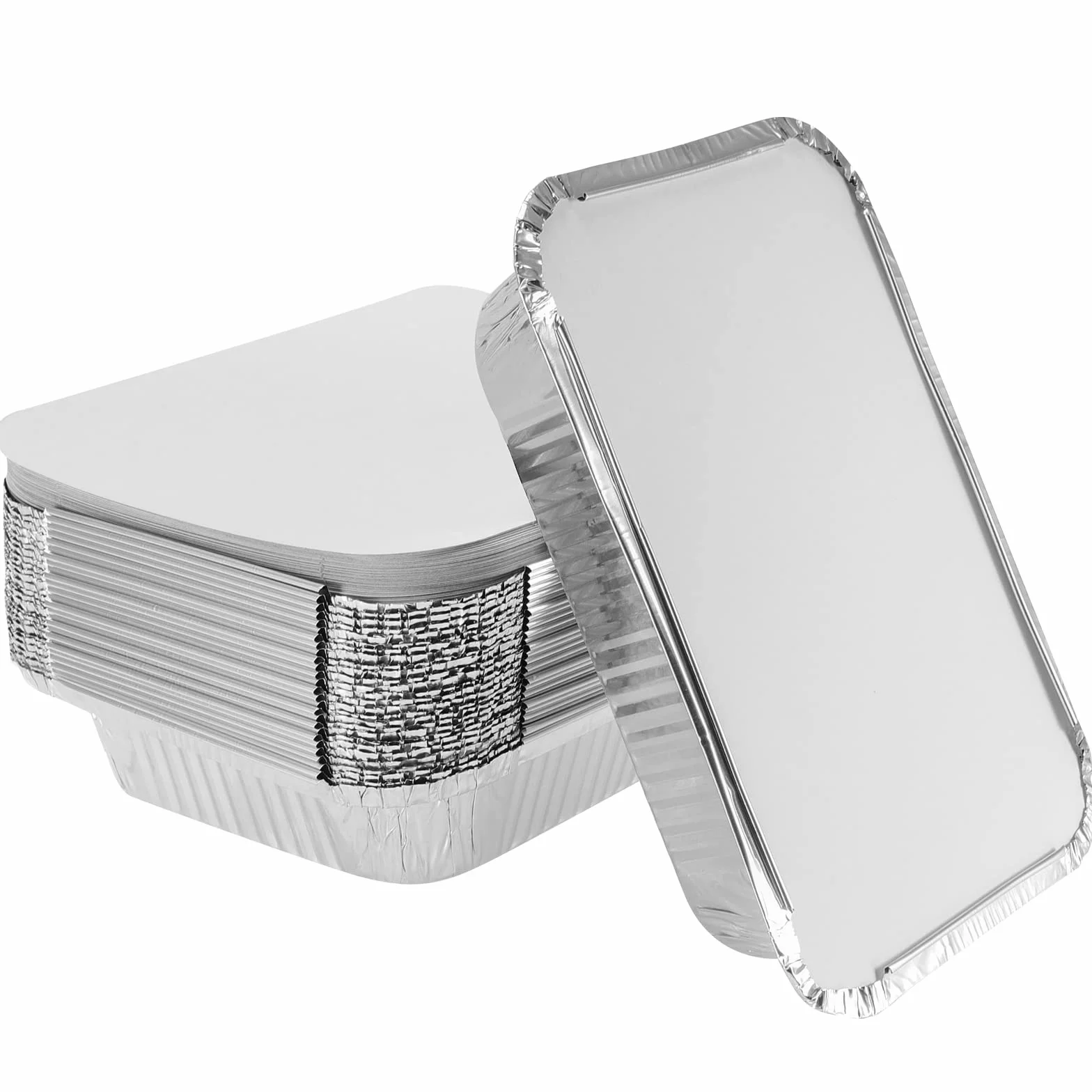 PINGEUI NGOSUET 25 aluminiowych tac do grilla z pokrywką 1000 ml 229x169x50 mm