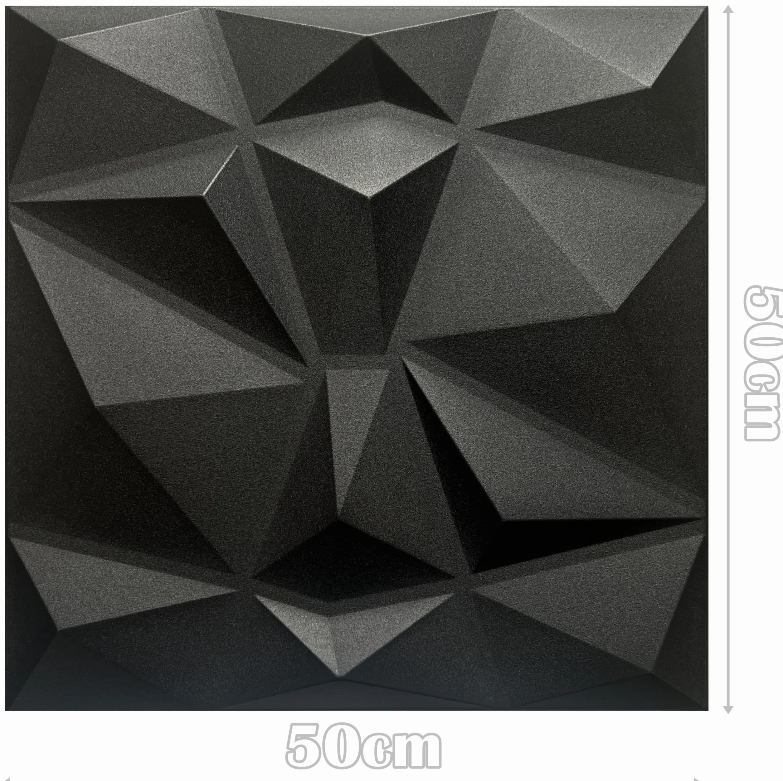 Panele ścienne 3D 50x50 cm EPS czarne 12 m² 48 sztuk wzór rombowy