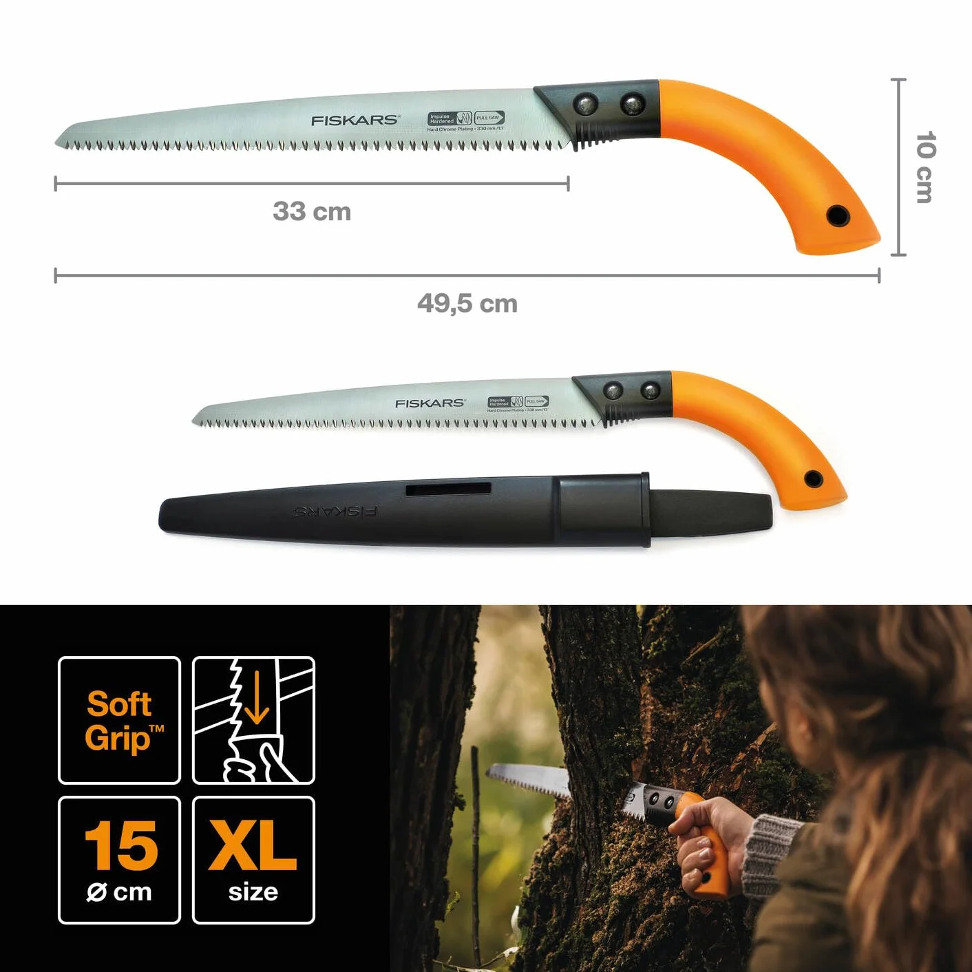 Fiskars Piła do Drewna, 33 cm, Czarny/Pomarańczowy
