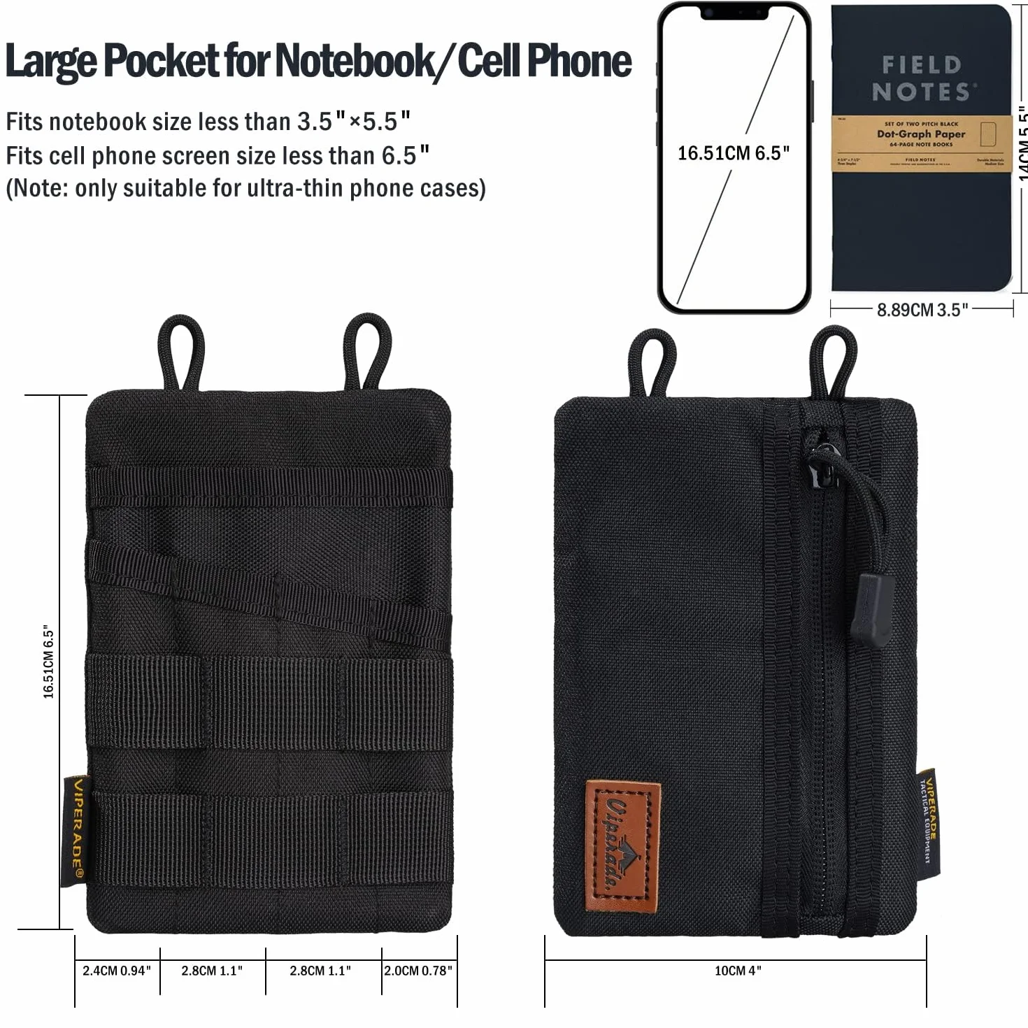VIPERADE VE3 EDC Pouch mała torba na narzędzia, organizer, nylonowa, wielofunkcyjna, mała torba na latarkę, przybory wielofunkcyjne, długopis, notatnik