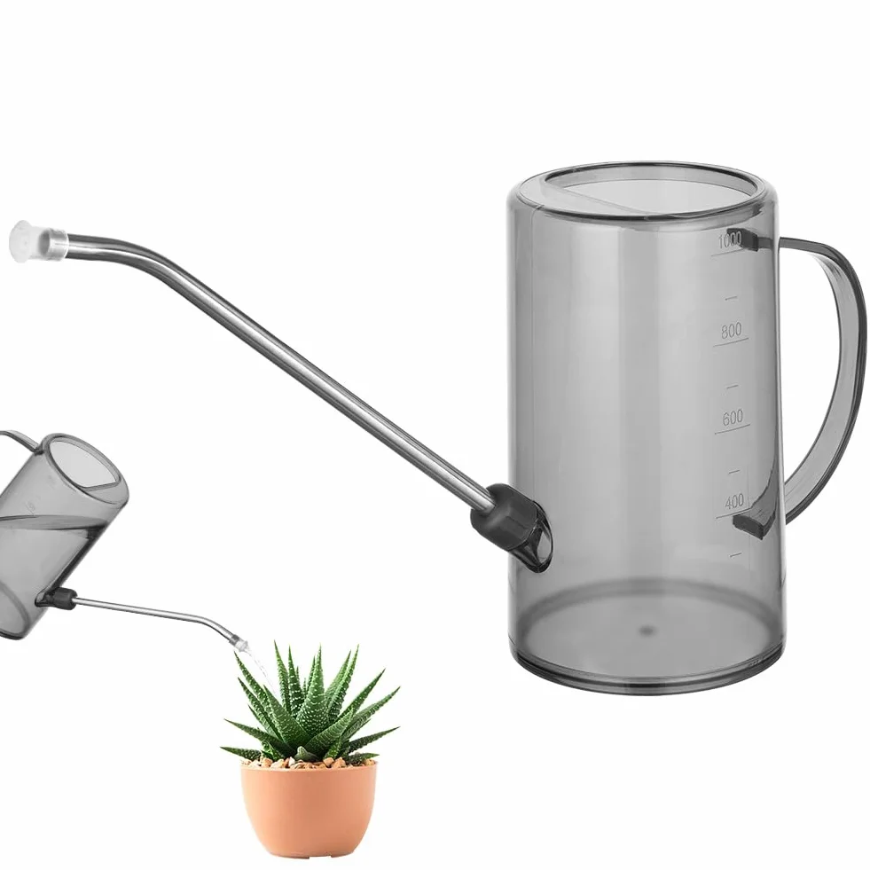 OFFCUP Konewka do nawadniania 35oz 1L, plastikowa mini mała konewka, rośliny kwiaty długa wylewka konewka do podlewania do użytku domowego bonsai wewnątrz na zewnątrz ogród sukulenty (szara)