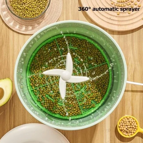 Smart Bean Sprout Maszyna 2-warstwowa duża pojemność 3 tryby sezonów zraszanie 360° zestaw kiełkowy