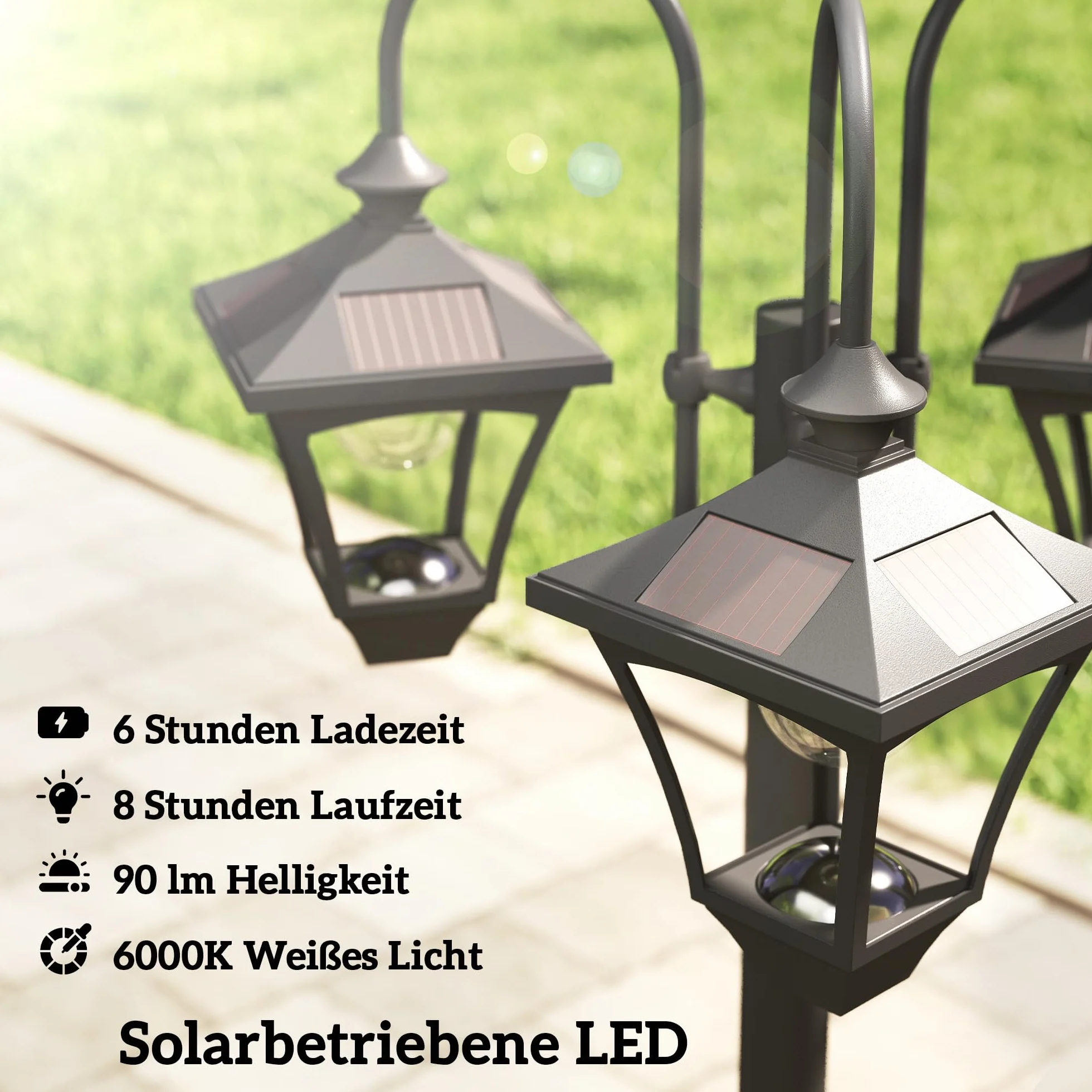 Outsunny Solarna latarnia, lampa stojąca z doniczką, 185 cm, z regulacją wysokości, zewnętrzna latarnia ogrodowa z 3 głowicami lampy, sterowanie światłem, przełącznik IP44, latarnia solarna do ogrodu