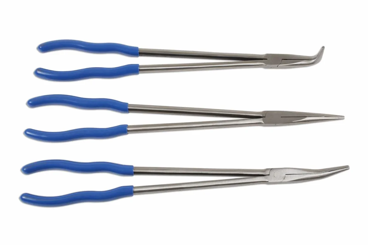 Laser Tools 6684 zestaw szczypiec 3 szt. - długi zasięg, srebrny
