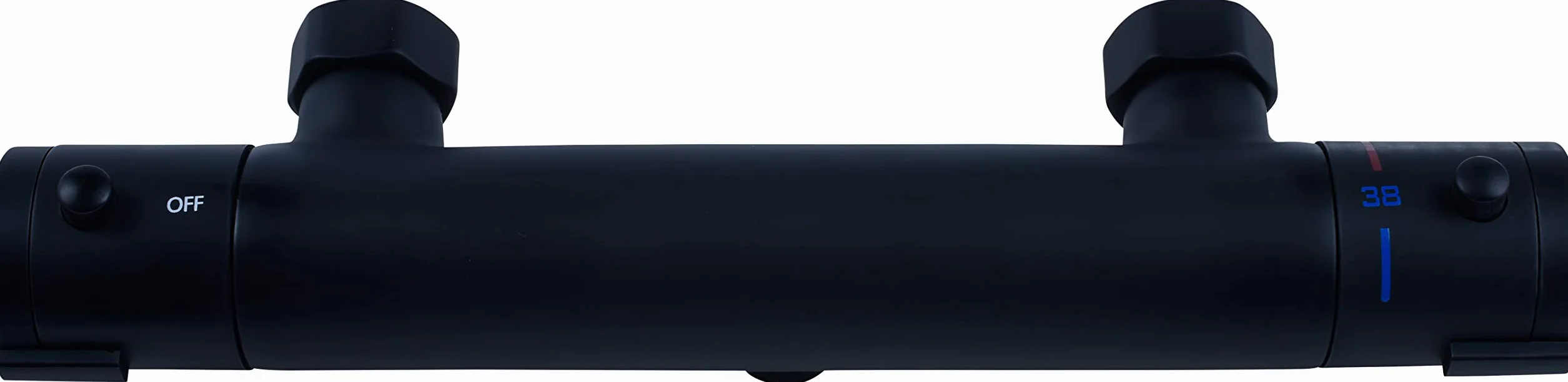 Cornat Bateria termostatyczna "Noir" – Black Edition – matowy czarny korpus z mosiądzu – uchwyt do wyboru temperatury i blokada gorącej wody / armatura prysznicowa do montażu natynkowego / termostat prysznicowy / NERS3
