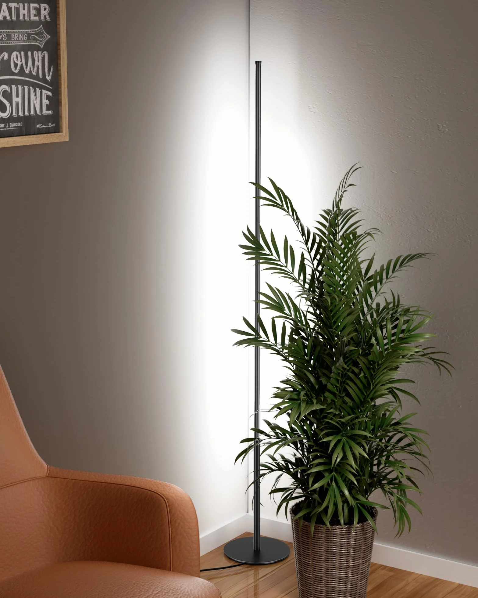 EDISHINE Lampa stojąca LED, 2 sztuki, ściemniana, minimalistyczna lampa narożna do salonu, nowoczesna lampa stojąca z przełącznikiem nożnym, 3000 K, ciepła biel, 146 cm, kolumna świetlna do sypialni