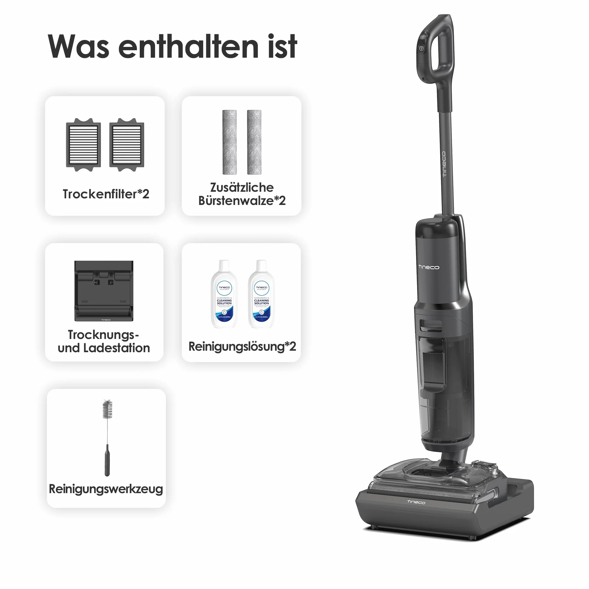 Tineco Floor ONE S7 Stretch Ultra Bezprzewodowy Odkurzacze na sucho i mokro, zapobiegająca splątaniu 180°, czas pracy 50 minut, samooczyszczanie Flashdry 85℃, dwustronne czyszczenie krawędzi