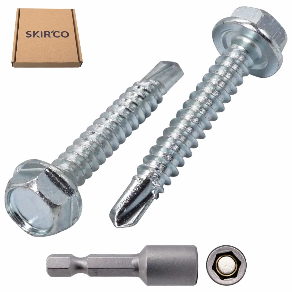 SKIR'CO (50 szt.) DIN 7504 K Stal ocynkowana 4,2 x 32 mm śruby, samoniercająca się śruba do blachy metalowej, łeb sześciokątny