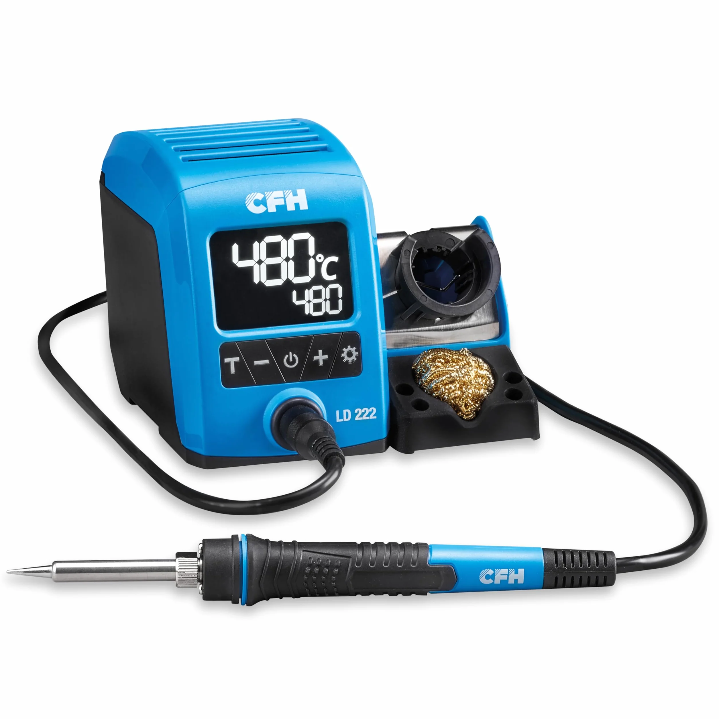 CFH Profesjonalna cyfrowa stacja lutownicza 40 W LD 222 – wyświetlacz LCD, regulacja temperatury 150-480°C, szybkie nagrzewanie, uchwyt do lutownicy dla lewo/praworęcznych, wymienna końcówka