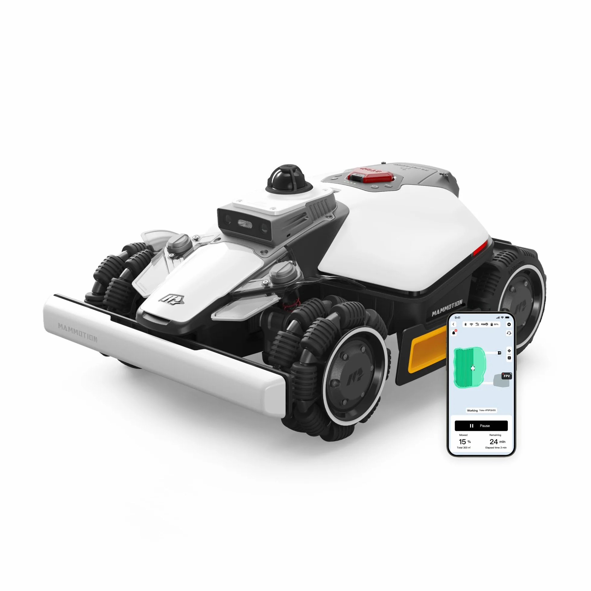 MAMMOTION LUBA mini 2 AWD 1500 Robot Koszący bez Przewodu Obwodowego LiDAR 360° Podwójna Kamera AI Vision Podwójne Tarcze Tnące Auto Regulacja Wysokości Nachylenie 80%
