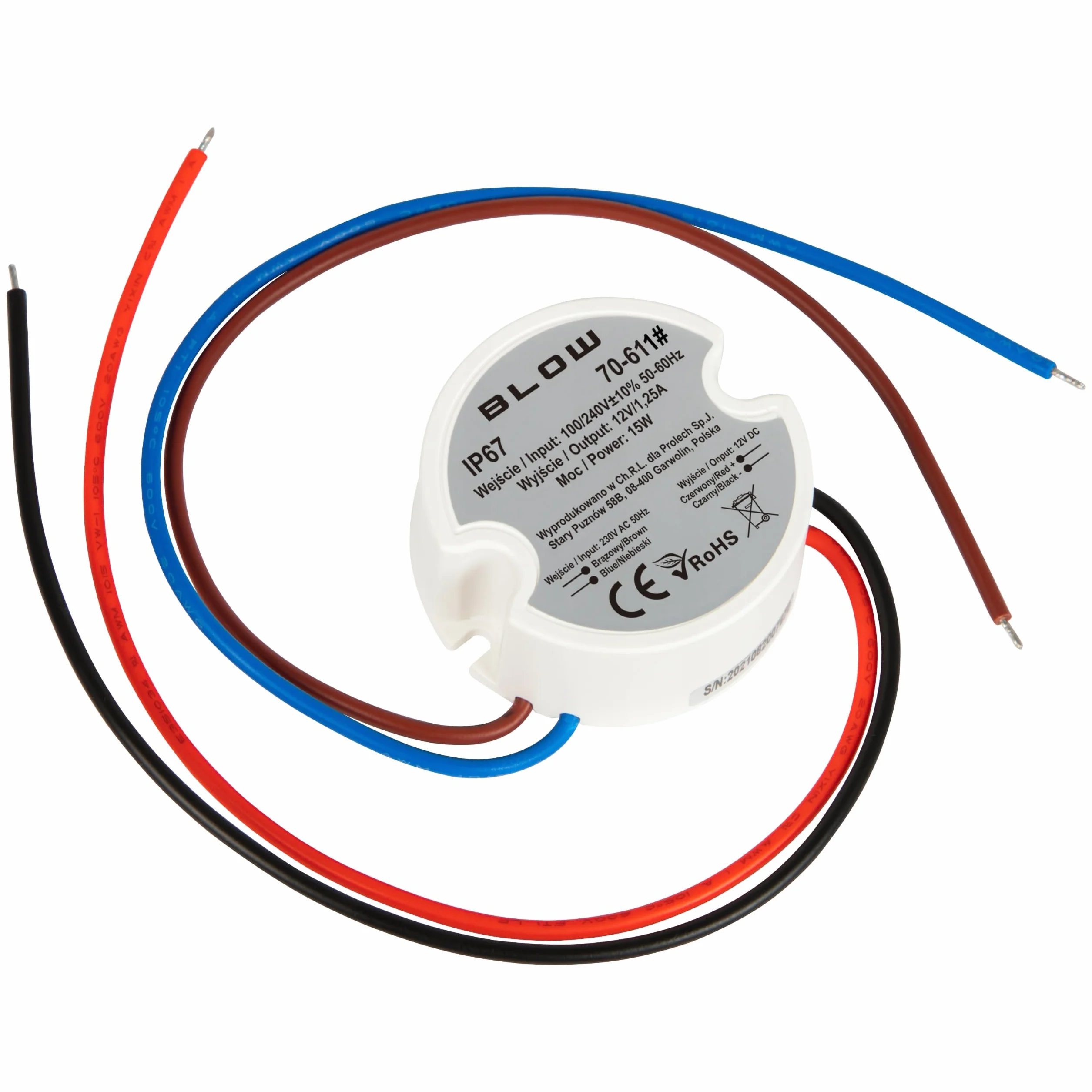 BLOW Zasilacz do LED dopuszkowy 12V 15W IP67 do puszki