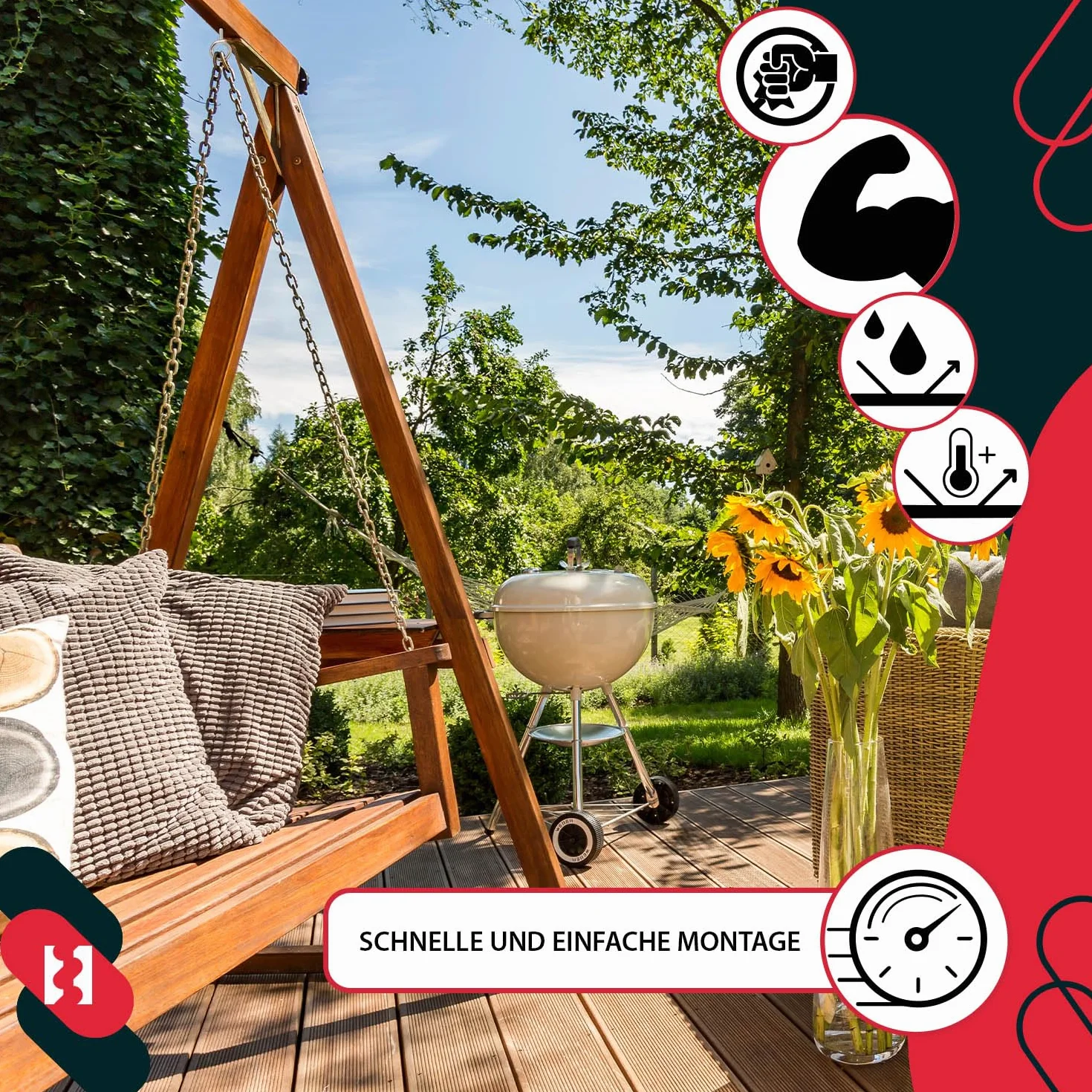 KOTARBAU® 2 haki M8 170 mm – wkręcane, stal ocynk, sufitowe, wytrzymałe, do montażu huśtawek.