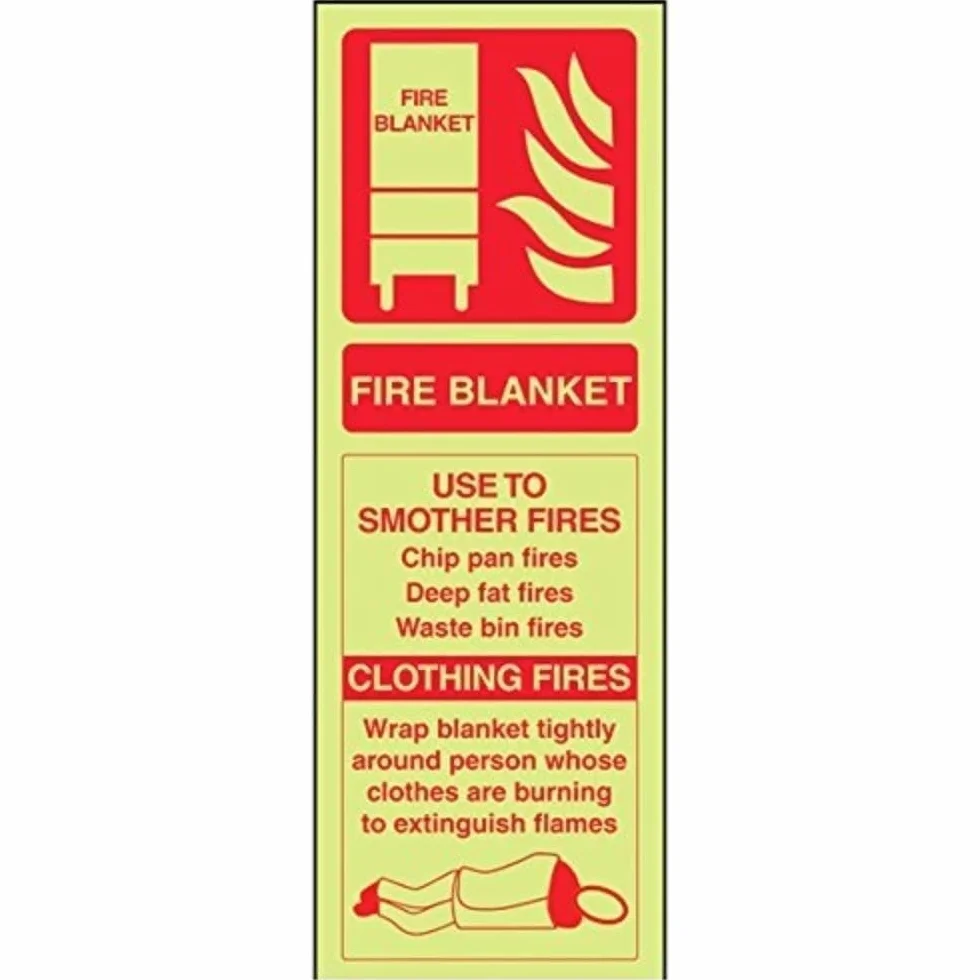 VSafety 11008AJ-G znak gaśnicy, identyfikator koca ogniowego, świecący w ciemności 1 mm plastik, portret, 100 mm x 280 mm, czerwony
