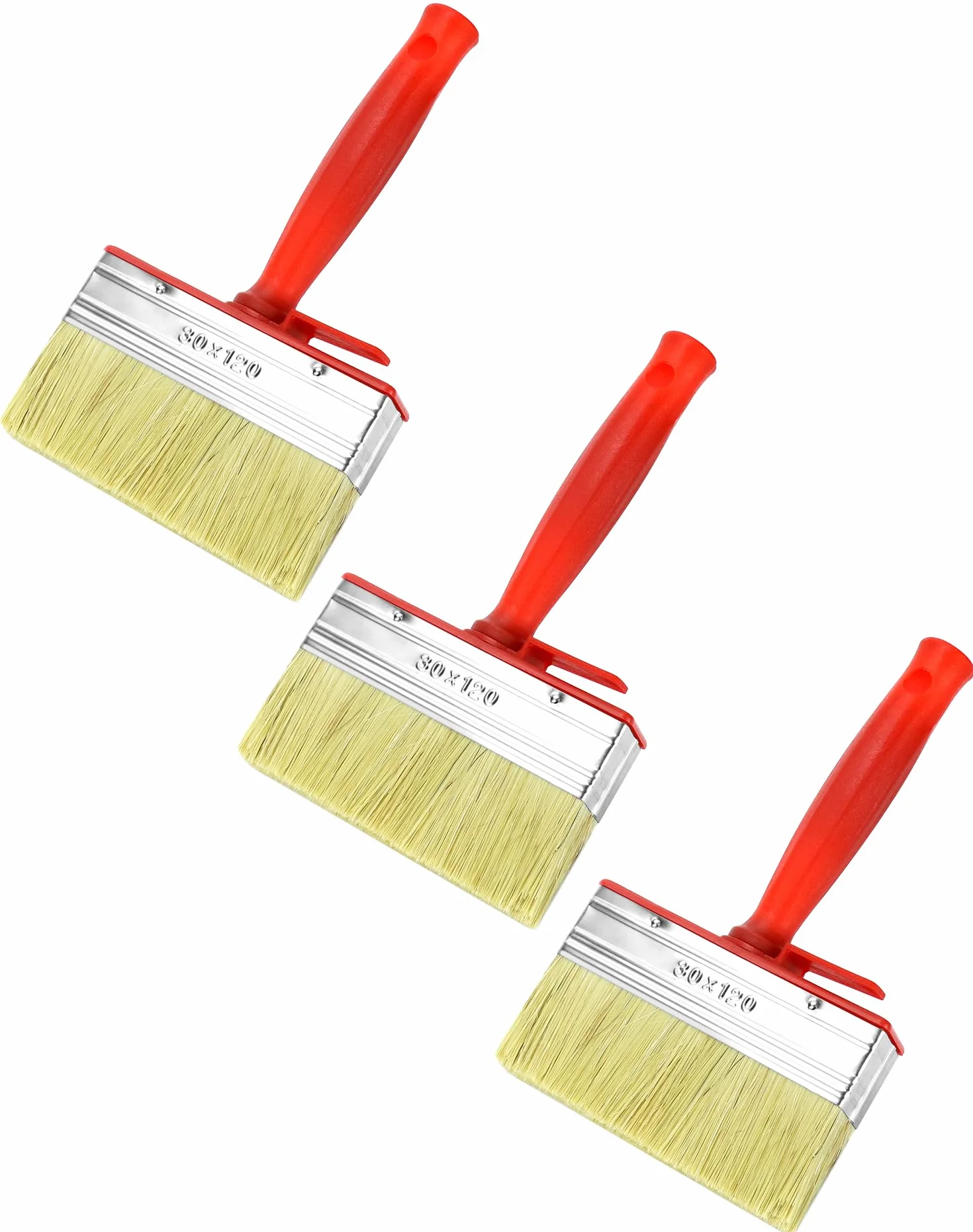 QWORK® 3-częściowy zestaw pędzli, szczotka ścienna, 30 x 120 mm, idealny do malowania na zewnątrz i prac konserwacyjnych