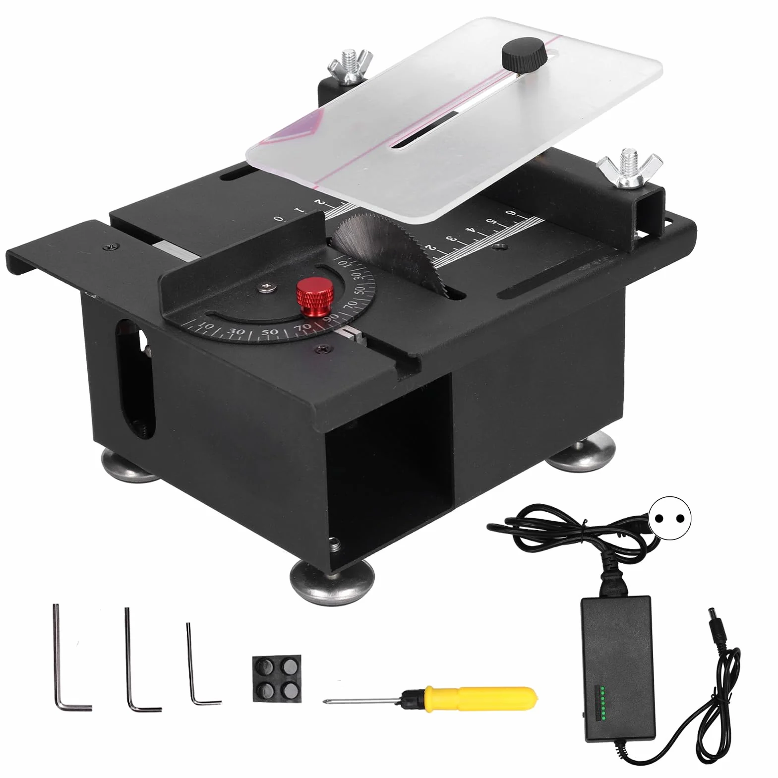 Piła stołowa, 100 W, mini suwmiarka, regulowane cięcie, pilarka do drewna ze stopu UM, do obróbki drewna, 110 V, 240 V, do obróbki drewna (wtyczka EU)