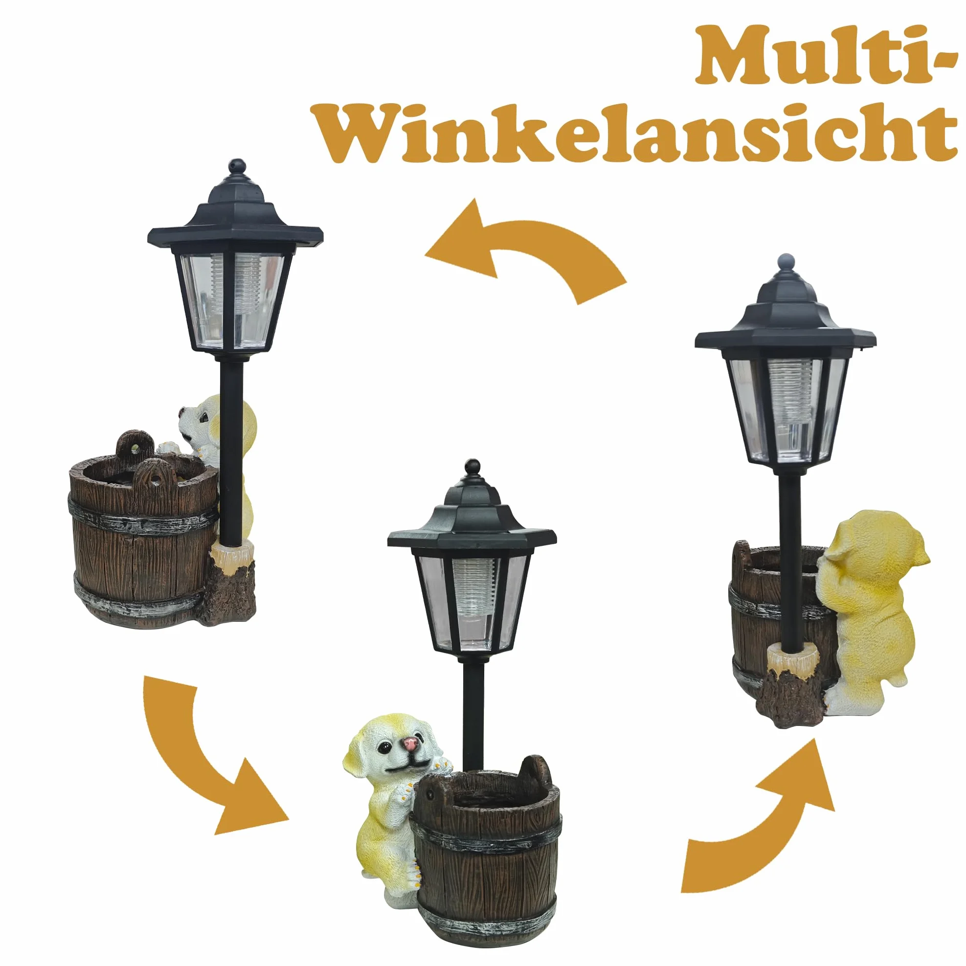 lifemet Dekoracja ogrodowa, solarna posągi dla psa – zabawne figurki ogrodowe, wodoszczelna lampa solarna, doniczka na zewnątrz, balkon, do ogrodu, dekoracja, prezent dla kobiet, mężczyzn, mamy