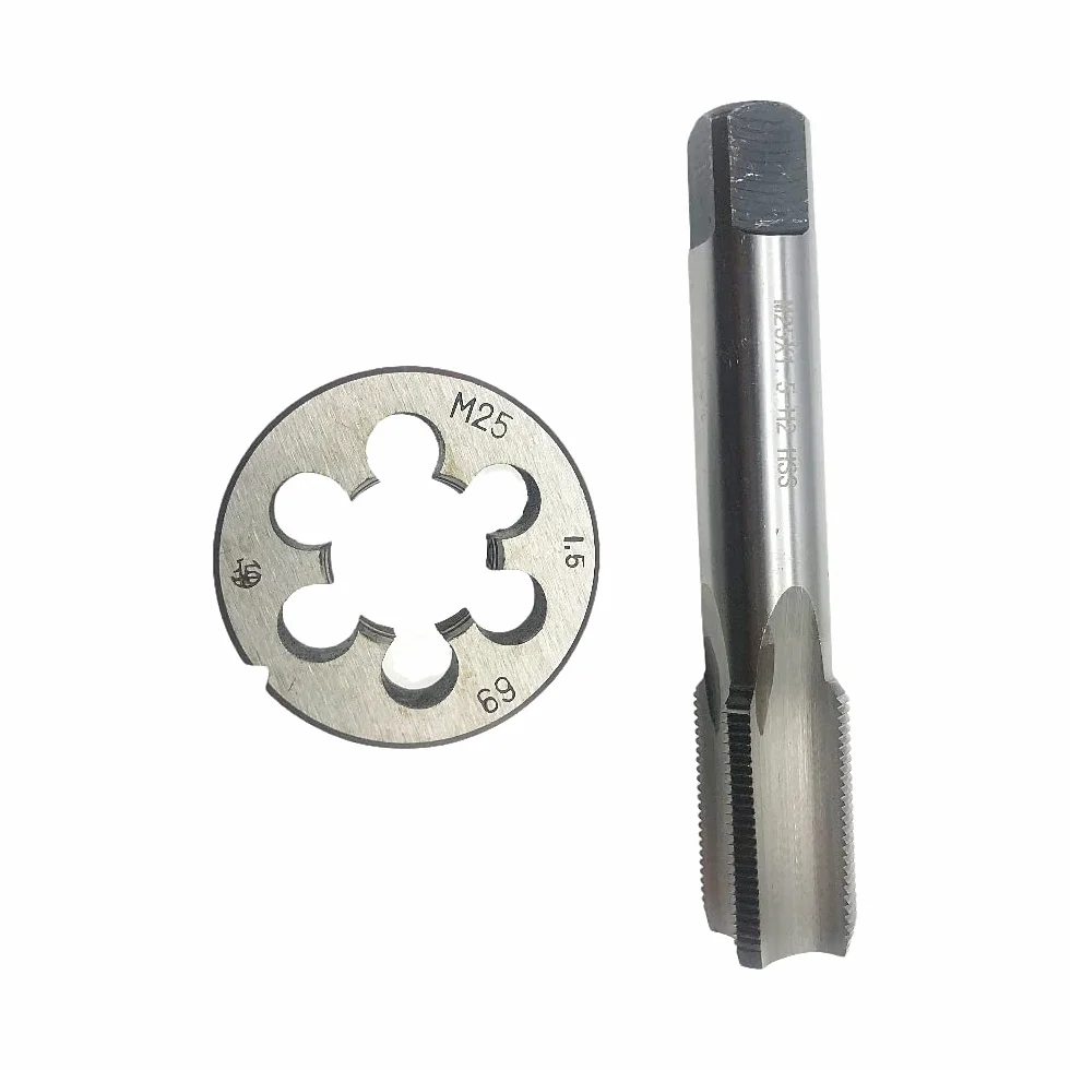 Zestaw gwintowników i narzynek M25 x 1,5, prawoskrętny, gwintownik i narzynka okrągła M25 x 1,5 mm, narzędzie do gwintowania M25 x 1,5, frez do gwintów