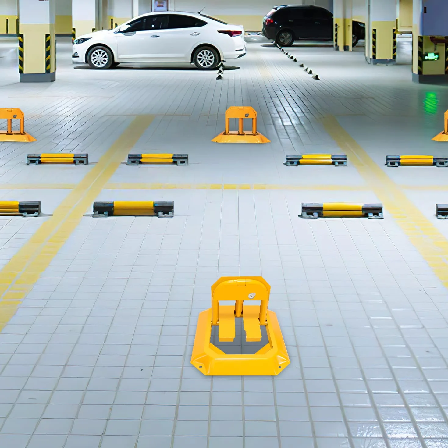 Jopassy 1 x blokada parkingowa z 3 kluczami, blokada parkowania z 4 śrubami rozporowymi, składany słupek parkingowy, uniwersalny zamek parkingowy, bariera parkingowa do garażu, wjazdu, podjazdu,